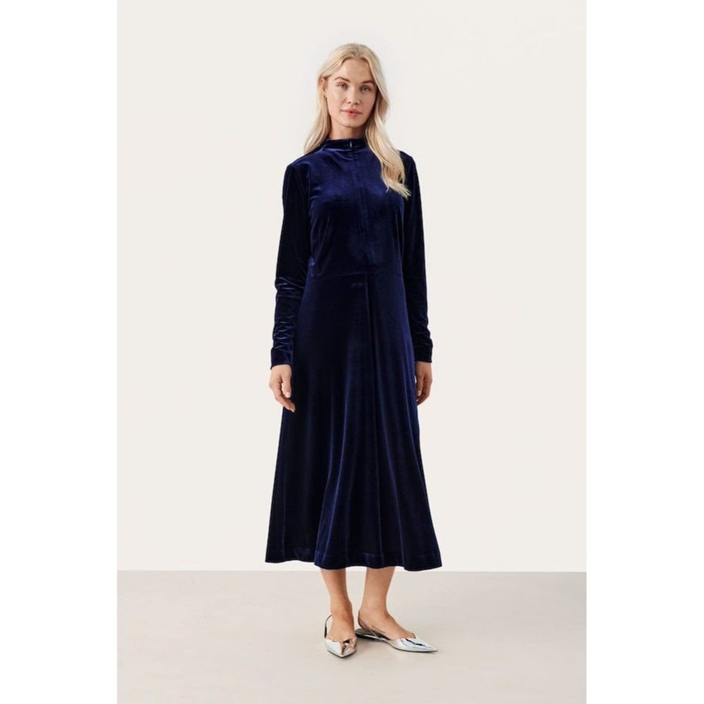 Victor Costa Vintage 80s 90s Velvet Dolman Sleeve Swing Dress Royal Blue sz L-XL
